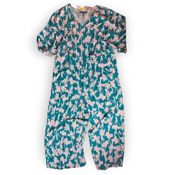 Eloquii Tropical Floral Wide Leg Jumpsuit 22 - Picture 3 of 16